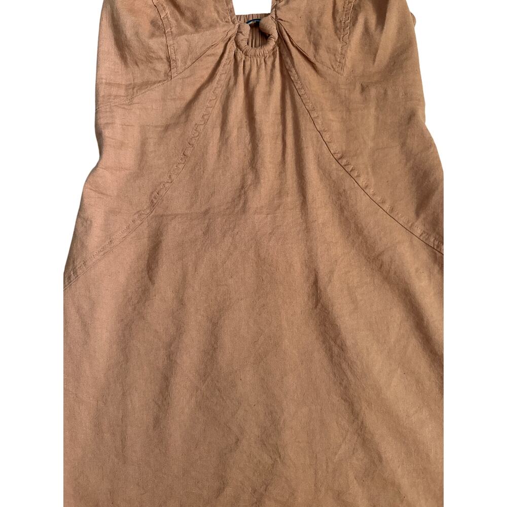 Anthropologie Maeve Halter Linen-Blend Mini Dress Brown Size 8 - Picture 10 of 11